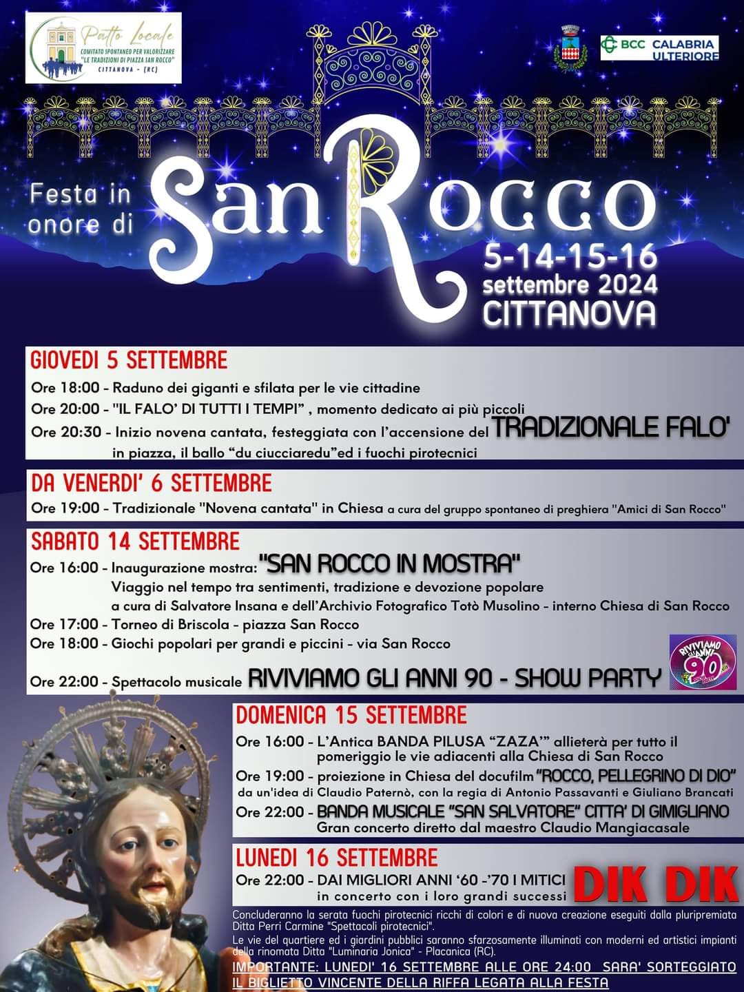 Cittanova Festeggiamenti Civili in onore di San Rocco - Cittanova 5 - 14- 15- 16 Settembre 2024